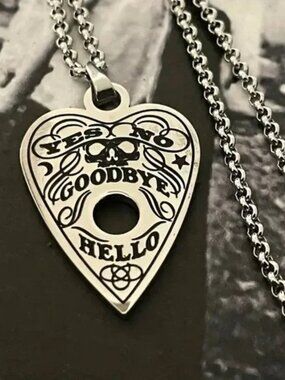 ⭐️ Silvertone Ouija Planchette Pendant Necklace New
